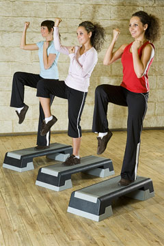 young women exercising at a fitness club