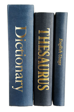 reference books - dictionary, thesaurus, and English usage guide